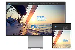 Webseite der ETG Ludwigsburg wird mit der Startseite auf einem Pro Display XDR und daneben auf einem iPad Pro angezeigt