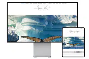 Koepf-photoart Webseite wird mit der Startseite auf einem Pro Display XDR und daneben auf einem iPad Pro angezeigt