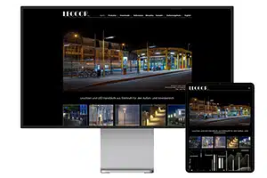 Leccor Webseite wird auf einem Pro Display XDR und daneben auf einem iPad Pro angezeigt