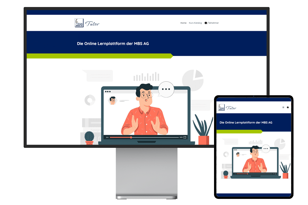 Webseite MBS -Tutor der MBS AG & Co. KG wird auf einem Pro Display XDR und daneben auf einem iPad Pro angezeigt