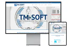Webseite der TM-Soft wird auf einem Pro Display XDR und daneben auf einem iPad Pro angezeigt