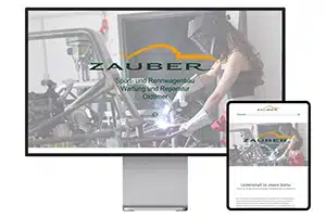 Webseite der Zauber Automotive GmbH die auf einem Pro Display XDR und daneben auf einem iPad Pro angezeigt wird