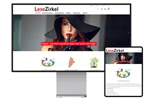 der Lesezirkel Webseite wird auf einem Pro Display XDR und daneben auf einem iPad Pro angezeigt