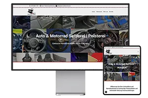Die Webseite der Firma ALD Auto Leder Design wird mit der Startseite auf einem Pro Display XDR und daneben auf einem iPad Pro angezeigt
